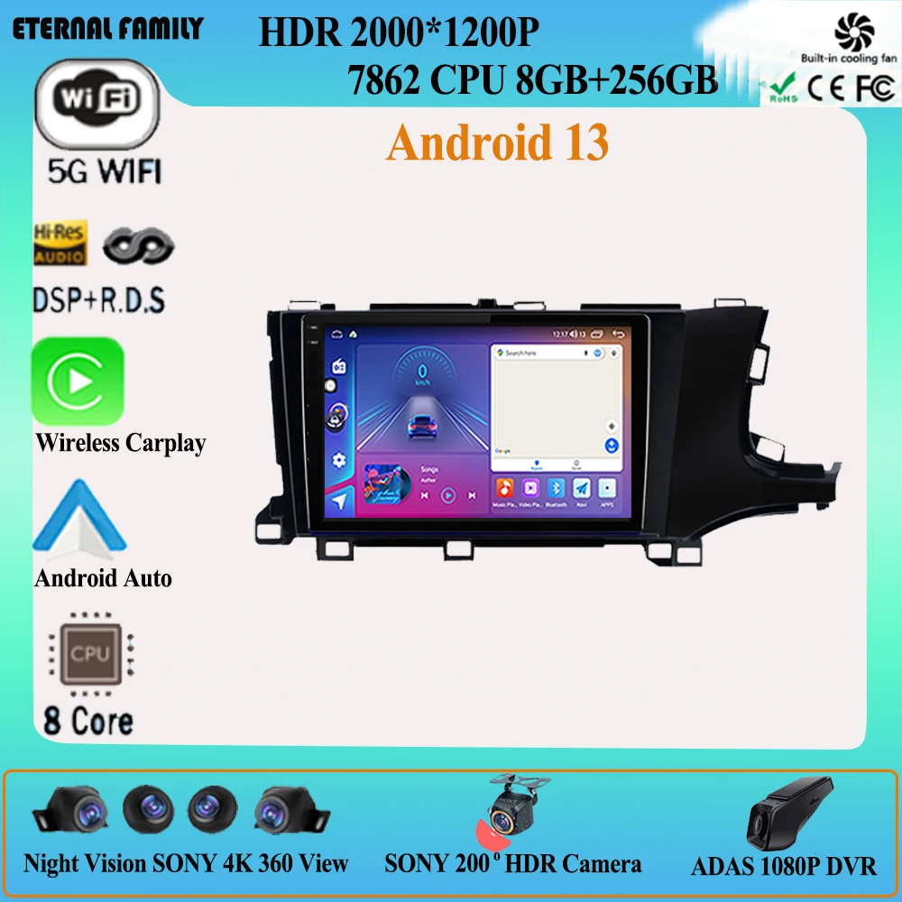 CarPlay Android 13 Auto Rádió Honda Shuttle 2 2015 - 2020 Autó Multimédia Lejátszó 2K Képernyő 2din Hifi GPS Navigáció