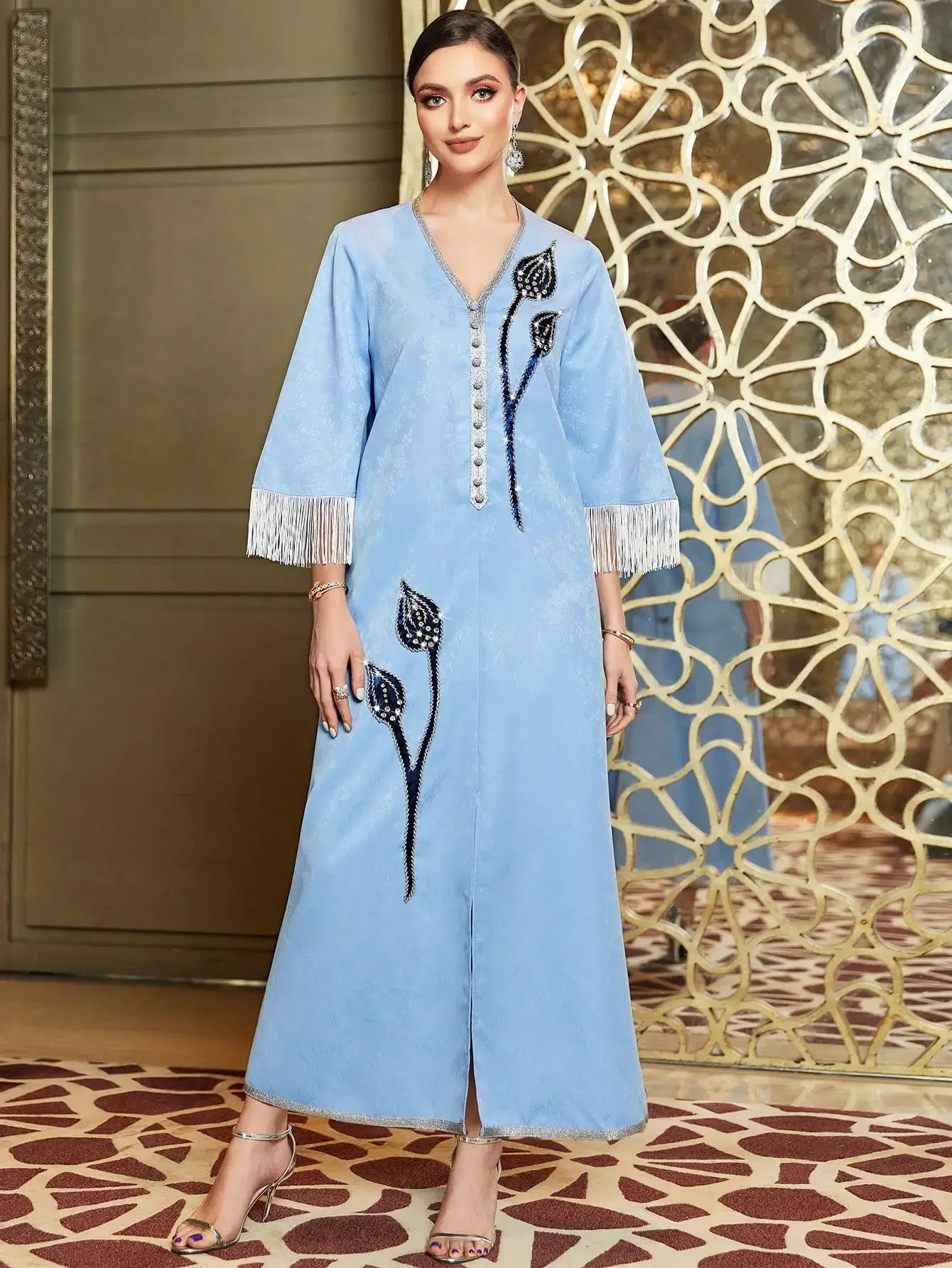 Eid Muszlim Party Ruha, Női Abaya Gyémánt Jalabiya Marokkó Estélyi Ruhák Dubai Abayas Kaftán Iszlám Vestidos Hosszú Köntös