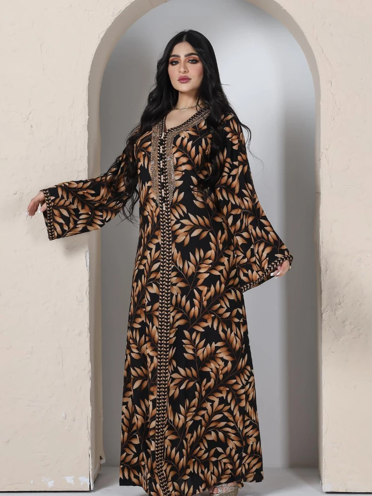Arab Muszlim Abaya Női Elegáns, Hosszú Ruha Gyémánt Abayas Marokkó Kaftán Őszi Maxi Fél Vestidos Törökország Ramadan Ruha 2023